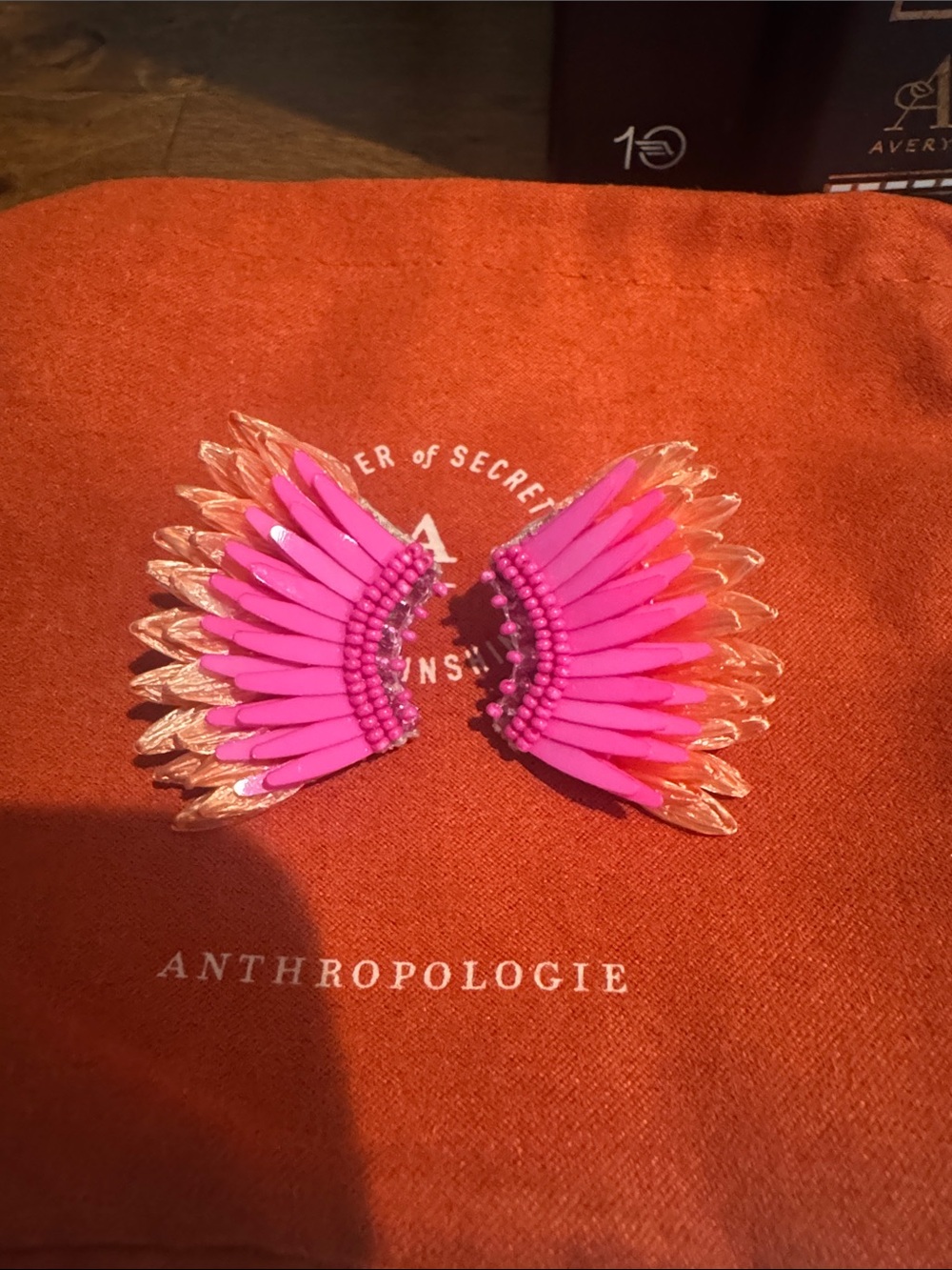 Mignonne Gavigan Hot Pink and Coral Wing Earrings